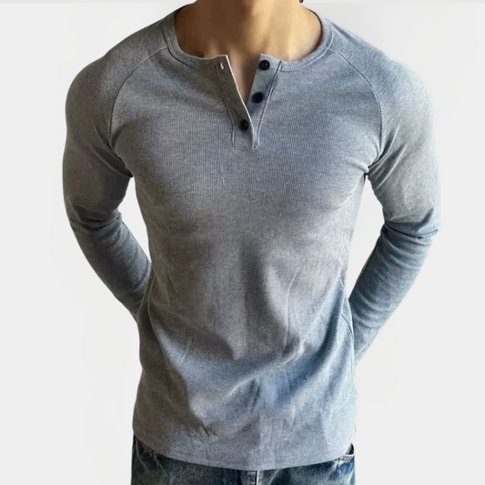 Ashton | Ribbed Long Sleeve Henley Shirt