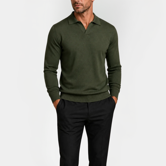 Silas | Open Collar Long Sleeve Polo