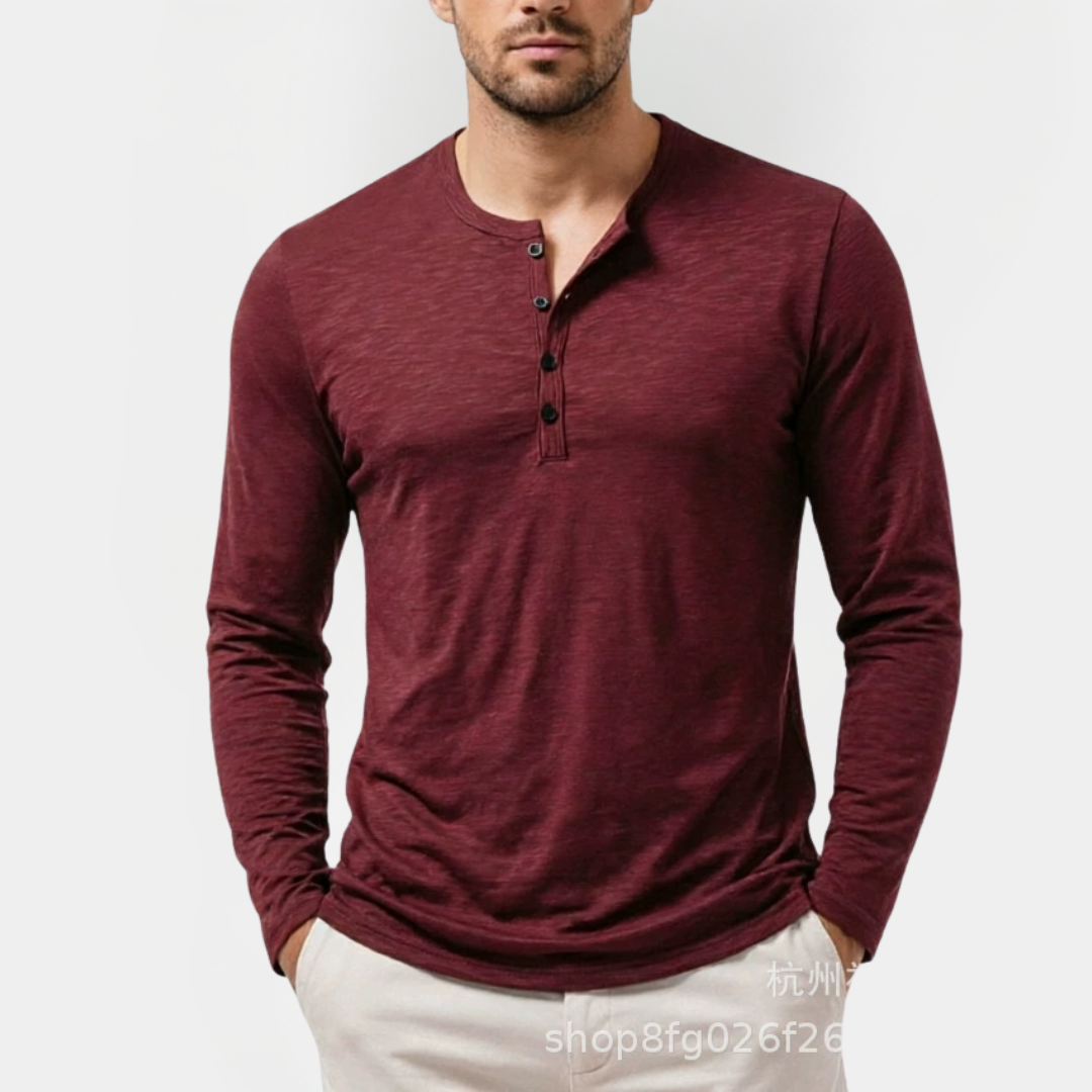 Wesley | Cotton Long Sleeve Henley Shirt